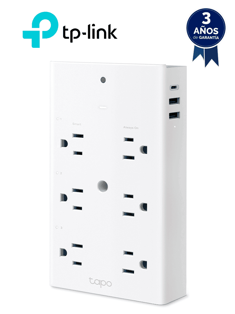 TP-LINK TAPO P306 - Multicontacto de 6 contactos WiFi para exterior , equipado con 1 puerto USB-C (PD) y 2 puertos USB-A (QC3.0), que brindan hasta 18 W de potencia ,  Control remoto con APP TAPO , Compatible con Alexa, Google Home y Apple Home. - TP-LINK - Control de Iluminación - TPL1320013