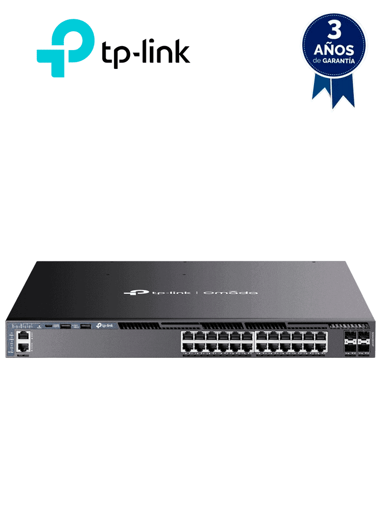 TP-LINK SG6428XHP - Switch Omada L3 Stackable de 24 puertos POE+ Gigabit y 4 puertos SFP+ 10G , 700W , Stacking físico , Funciones L3 Enterprise. RIP, OSPF, ECMP, VRRP, PIM-DM, DHCP Server/Relay , Alta disponibilidad , VRRP y ERPS , Interfaz WEB , CLI. - TP-LINK - Switches POE - TPL3720040