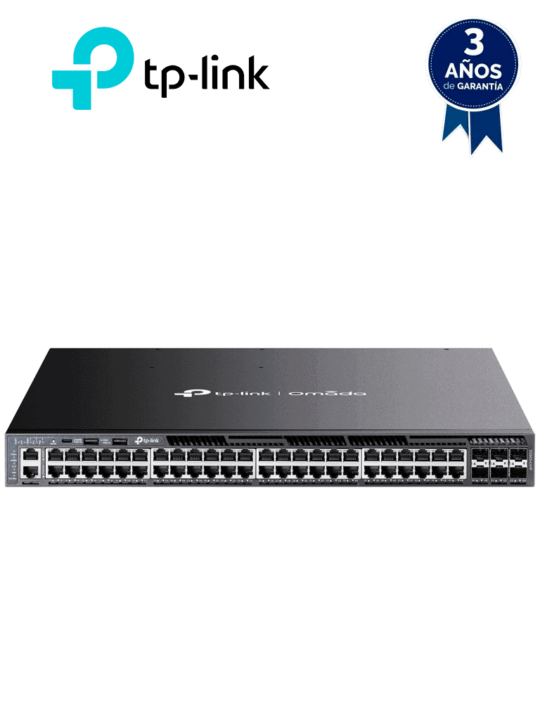 TP-LINK SG6654XHP - Switch Omada L3 Stackable de 48 puertos POE+ Gigabit y 6 puertos SFP+ 10G , 1440W , Stacking físico , Funciones L3 Enterprise. RIP, OSPF, ECMP, VRRP, PIM-DM, DHCP Server/Relay , Alta disponibilidad , VRRP y ERPS , Interfaz WEB , CLI. - TP-LINK - Switches POE - TPL3720041
