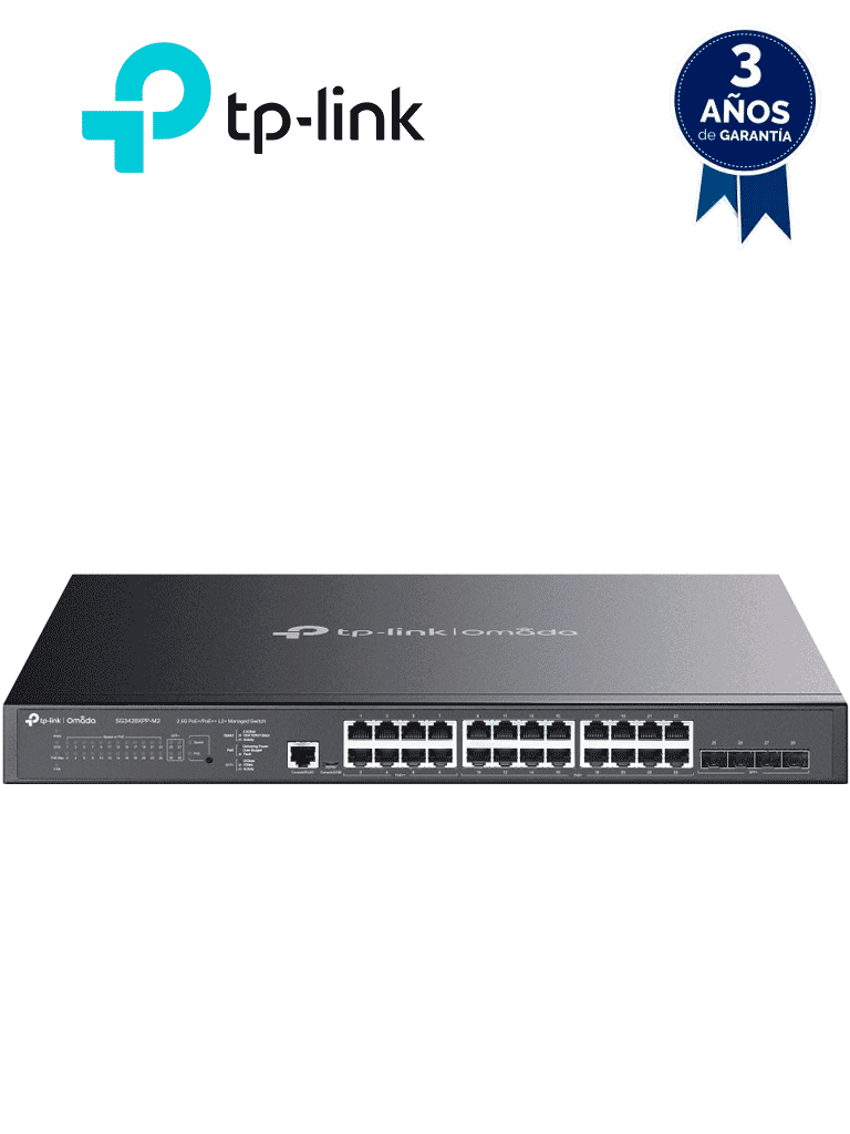 TP-LINK TL-SG3428XPP-M2 -Switch OMADA administrable de 24 puertos RJ45 2.5GbE POE , 4 Puertos SFP+ 10G , 500W de suministro POE , Administración en la nube con Omada. - TP-LINK - Switches POE - TPL3720039