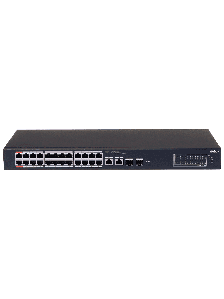 DAHUA CS4226-24ET-240 - Switch PoE de 26 Puertos/ 24 Puertos PoE 10/100/ 2 Uplink 10/100/1000 + 2 Puertos SFP/ 240 Watts Totales/ / Administrable en la Nube por DoLynk Care/ PoE Hasta 250 Metros/ Carcasa Metalica/ Switching 8.8 Gbps/ - vista 2