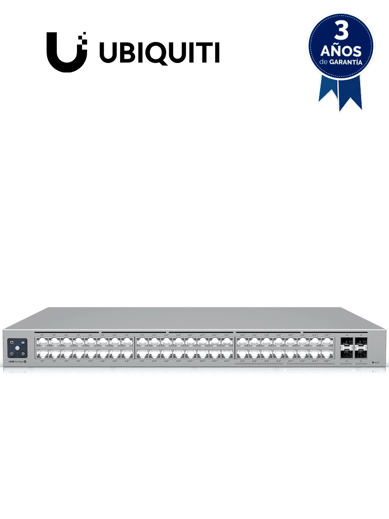 UBIQUITI USW-PRO-MAX-48-POE - Switch UniFi con funciones capa 3, 48 puertos (16 puertos 2.5 GbE y 32 puertos 1 GbE), 2 puertos SFP+ 10G, POE++ 720W, pantalla informativa preventa - UniFi - Switches POE - UBI3720007