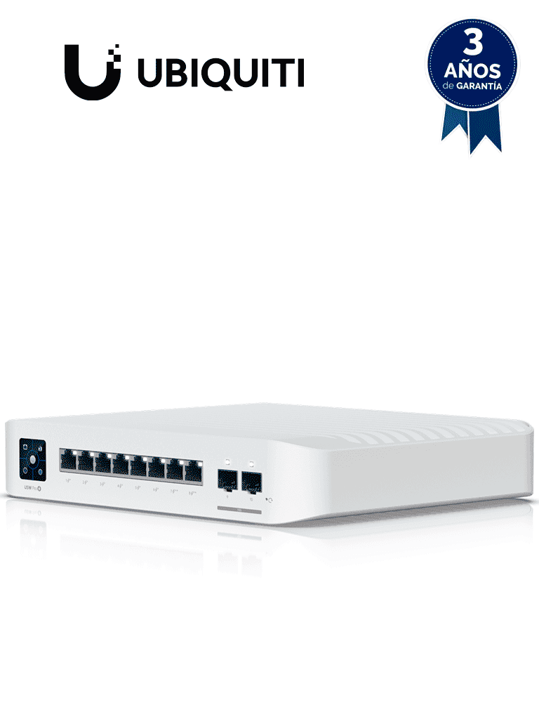 UBIQUITI USW-PRO-8-POE - Switch UniFi capa 3 de 8 puertos POE 802.3af/at/bt , 6 puertos POE+ , 2 puertos POE++ , 2 puertos SFP+ , 120W totales. - UniFi - Switches POE - UBI3720006