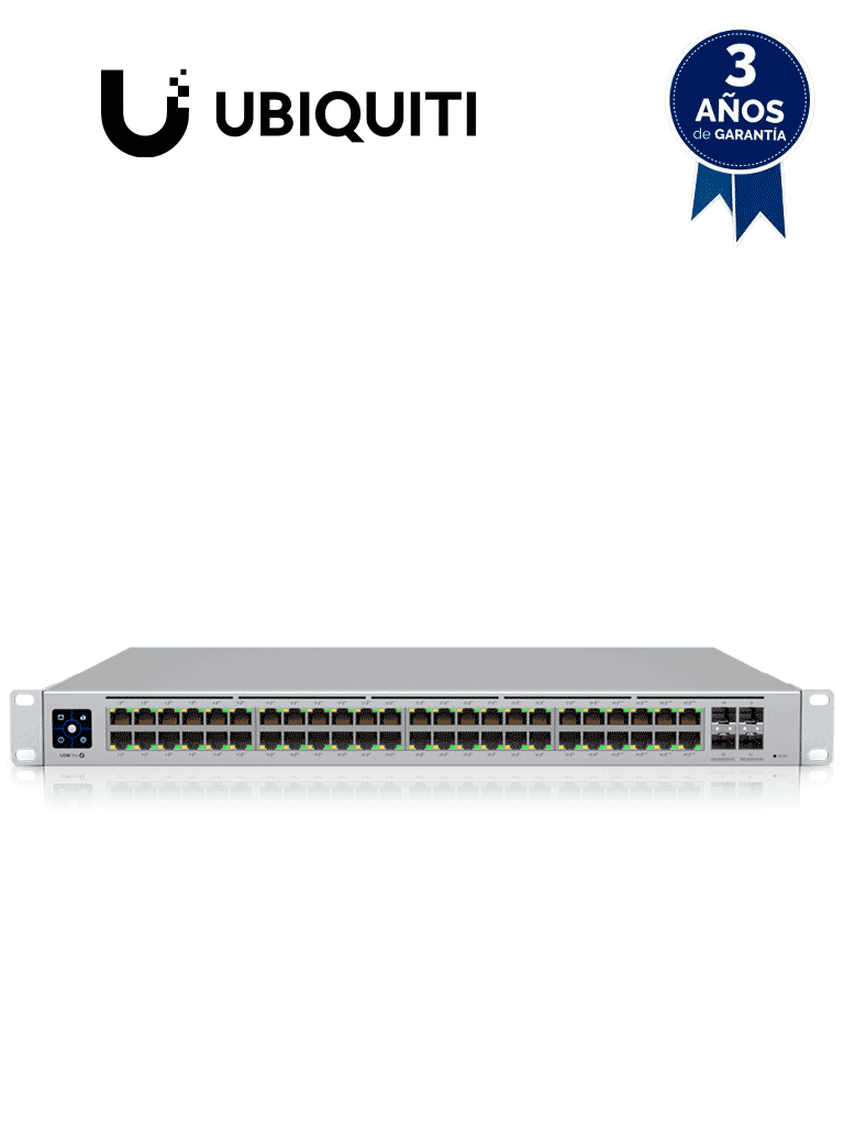 UBIQUITI USW-PRO-48-POE - UniFi Switch Gigabit PoE PRO con 48 puertos PoE Gigabit Ethernet, 4 puertos SFP de 1-10G, 600W de potencia PoE, compatible con PoE at/bt y pantalla informativa - UniFi - Switches POE - UBI1850001