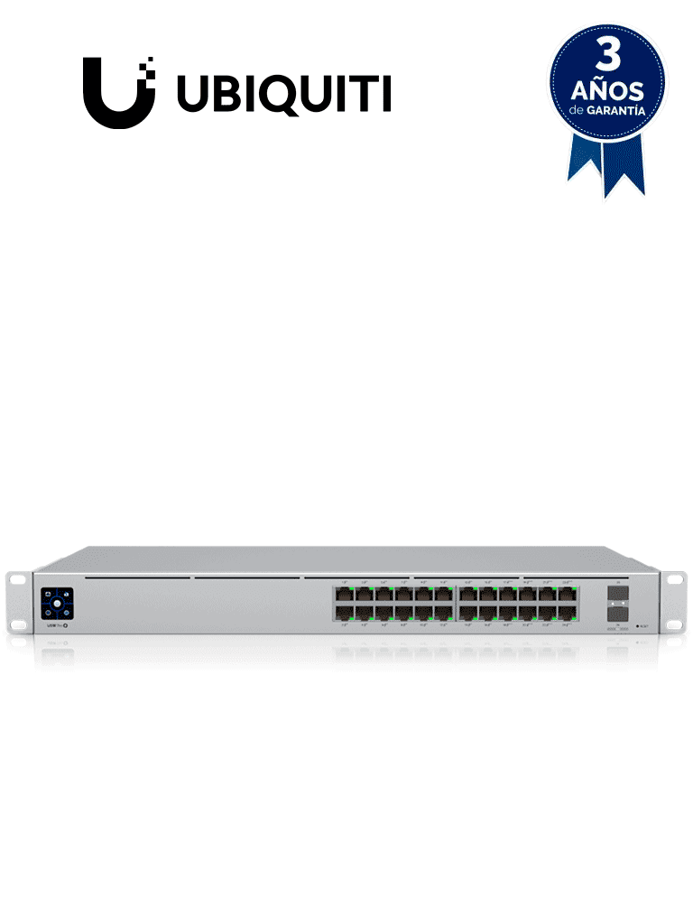 UBIQUITI USW-PRO-24-POE  - UniFi Switch Gigabit PoE PRO con 24 puertos PoE Gigabit Ethernet, 2 puertos SFP+, 400W de potencia PoE, pantalla informativa, compatible con PoE at y PoE bt. - UniFi - Switches POE - UBI1850002
