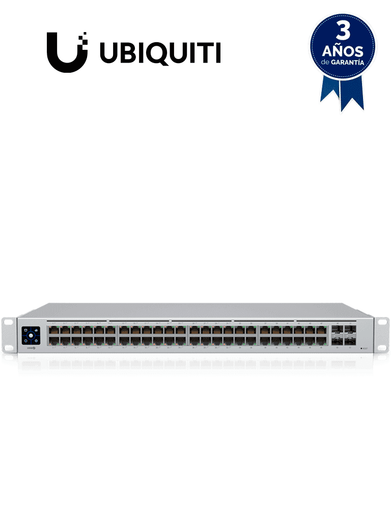 UBIQUITI USW-48-POE UniFi Switch de Capa 2 con 48 puertos (32 PoE 802.3af/at + 16 Gigabit) y 4 puertos 1G SFP, con una potencia de 195W y pantalla informativa. - UniFi - Switches POE - UBI1850008