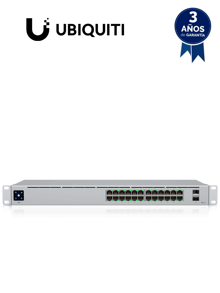UBIQUITI USW-24 UniFi Switch Capa 2 de 24 puertos 10/100/1000 Mbps más 2 puertos 1G SFP, con pantalla informa - UniFi - Switches - UBI1860004