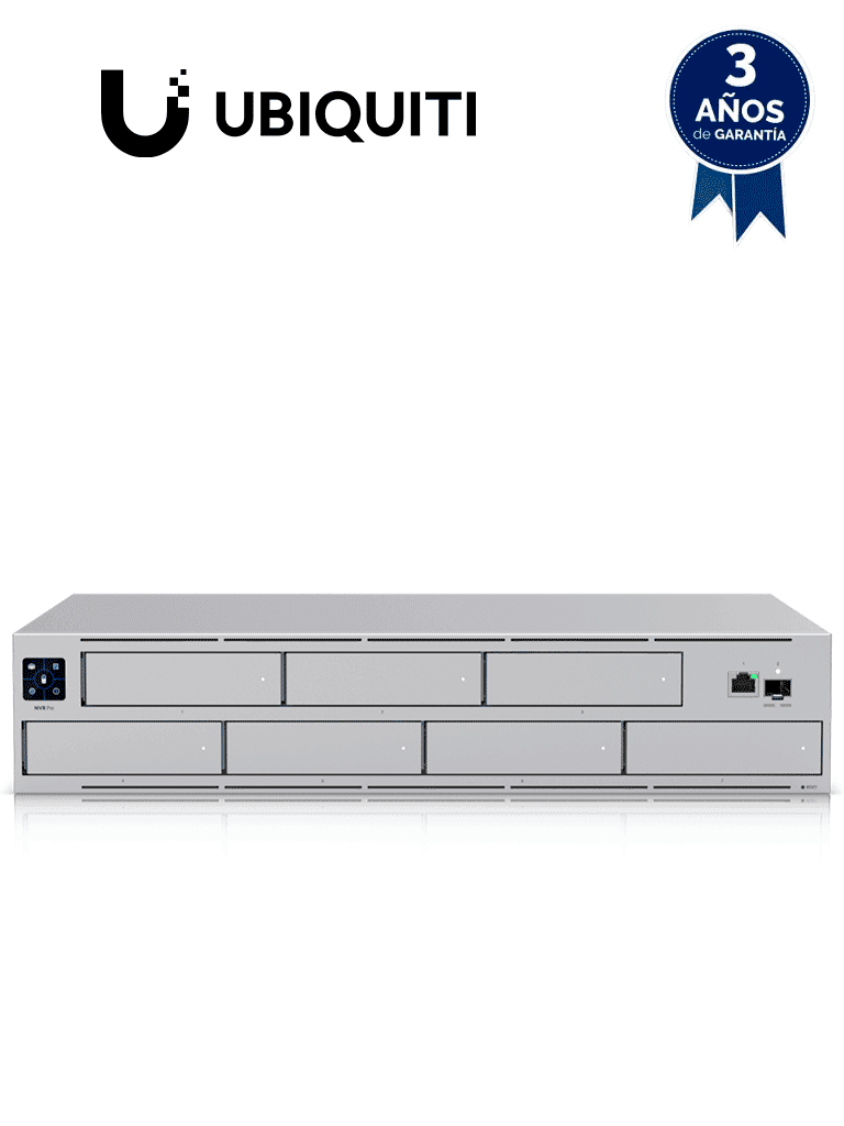 UBIQUITI UNVR-PRO - NVR UniFi Protect , 7 bahías de disco duro de 2,5 "/ 3,5" de 8TB c/u , almacena hasta 20 cámaras 4k o 60 cámaras 1080p , pantalla táctil , 1 puerto 10G SFP+ , 1 puerto GbE RJ45 , Configuración automatizada de RAID 1, 5 o 10 HDD. - UniFi - NVR's Mayores a 32 Canales - UBI0220002