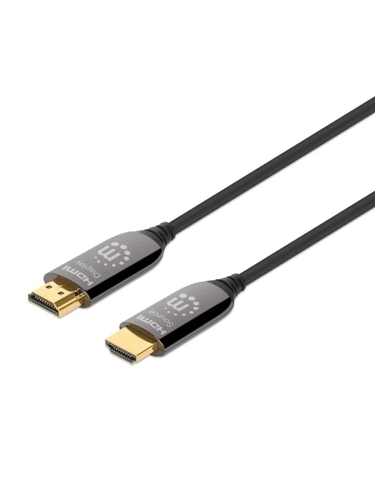 MANHATTAN - 356152 - Cable Óptico Activo HDMI Certificado 8K@60Hz / AOC (Cable Óptico Activo) HDMI macho a macho, 15 m (50 pies), con clasificación CMP/CPR, compatible con 4K@120Hz, 48G, HDR dinámico, HEC, eARC, contactos chapados en oro, negro - MANHATTAN - HDMI - MAN2760035