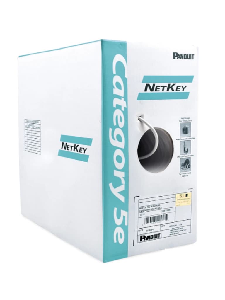 PANDUIT NUC5C04IG-CE- Bobina de Cable UTP 305 m. de Cobre, NetKey, Gris Claro, Categoría 5e (24 AWG), PVC (CM), de 4 pares - vista 2