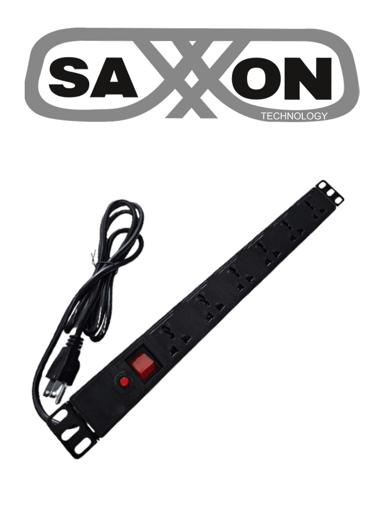 SAXXON SXPDU6U- Barra PDU con 6 Contactos Individuales , 15 Amp , 120V , 1UR , Protección contra rayos , Aleación de Aluminio - SAXXON - Barras Multiconectores - SXN0420019