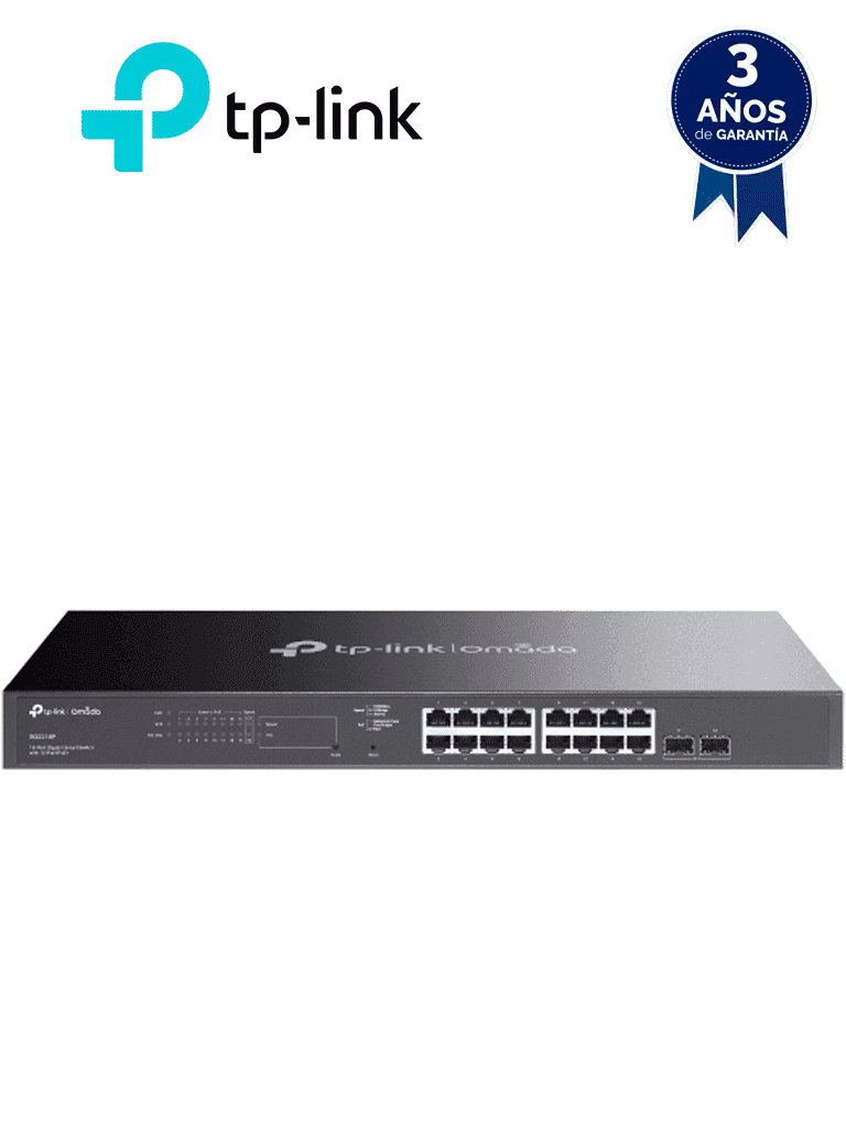 TP-LINK TL-SG2218P - Switch inteligente de 16 puertos POE+ Gigabit JetStram , 2 puertos SFP , POE  802.3at/af , 150W totales , Gestión centralizada con OMADA , soporta QoS L2/L3/L4 y snooping IGMP , IPV6 , ACL , DHCP Snooping, 802.1X. - TP-LINK - Switches POE - TPL3720044
