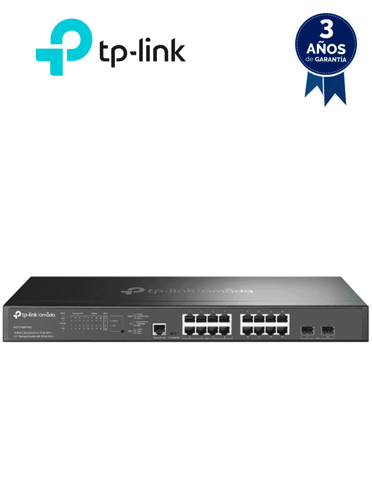 TP-LINK SG3218XP-M2 - Switch L2+ Omada PoE+ / 16 Puertos MultiGigabit 2.5G / 8 Puertos 2.5G Sin PoE / 8 Puertos PoE+ 2.5G / 2 Puertos SFP+ 10G / Administración Centralizada Omada o Stand-Alone / Multicast IGMP / Presupuesto PoE 240W / Montaje en Rack. - TP-LINK - Switches POE - TPL3720045