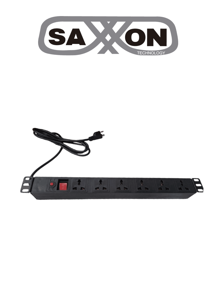 SAXXON SXPDU6UPL- Barra PDU con 6 Contactos Individuales , Rack 19" 1UR , 15 Amp , 120V , Protección contra rayos , Carcasa de Plástico - SAXXON - Barras Multiconectores - SXN2330001