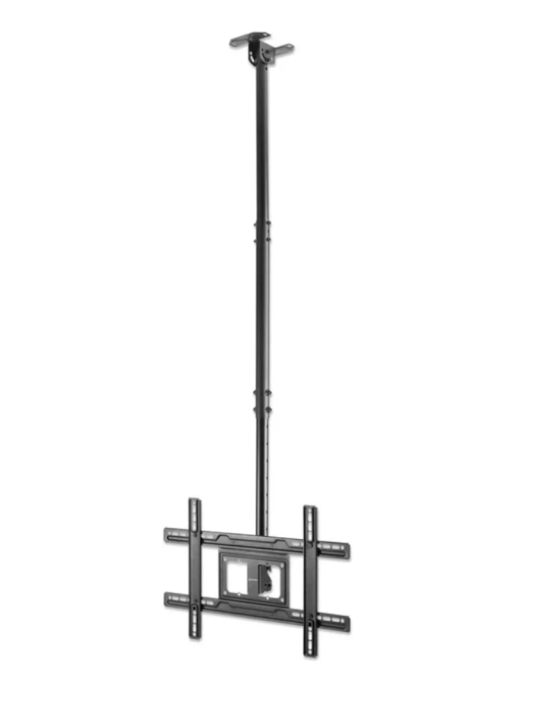 MANHATTAN - 462051 - Soporte techo TV con movimiento y ajuste altura / Soporta televisor de 37" a 80" hasta 50 kg (110 lbs.), techos inclinados y planos, +/-30° de giro, +5 a -25° de inclinación, 707 a 1577 mm (28 a 62 pulg.) extensión telescópica, negro - MANHATTAN - Soporte y Montaje - MAN0430032