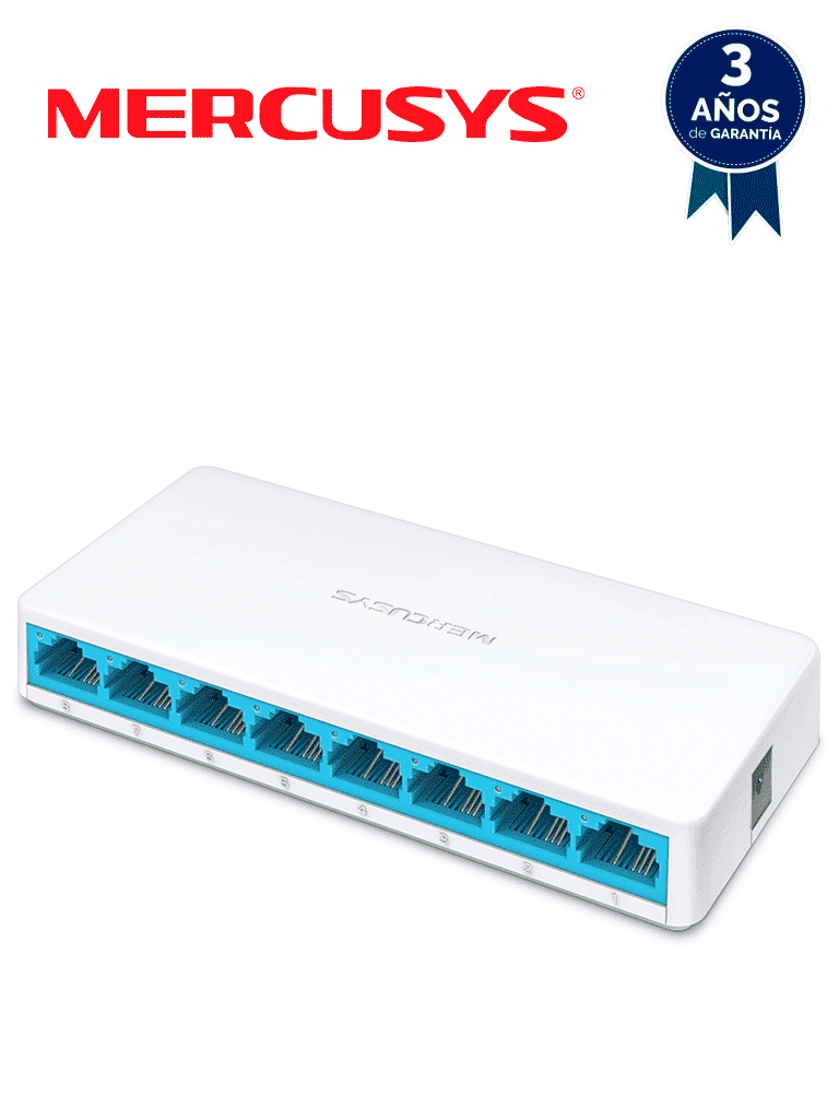 MERCUSYS MS108 - Switch no administrable para escritorio, con 8 puertos 10/100 Mbps, diseño compacto y función Plug and Play - MERCUSYS - Switches - TPL3700032