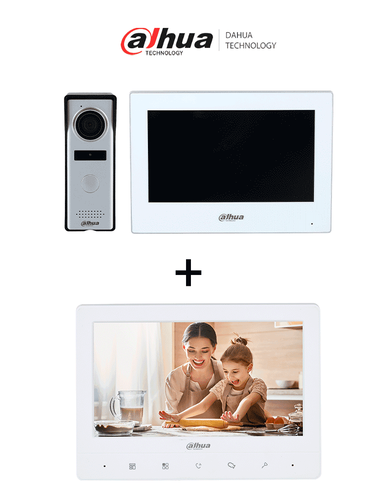 DAHUA DHI-KTH01+DHI-VTH1020J -  Kit de Videopotero Hibrido + Frente de Calle Analogico con Camara de 1.3 MP + DAHUA VTH1020J- Monitor analógico de 7 pulgadas compatible con KTA01 / KTA02 / - DAHUA - Kits de Videoportero - DHT2390008