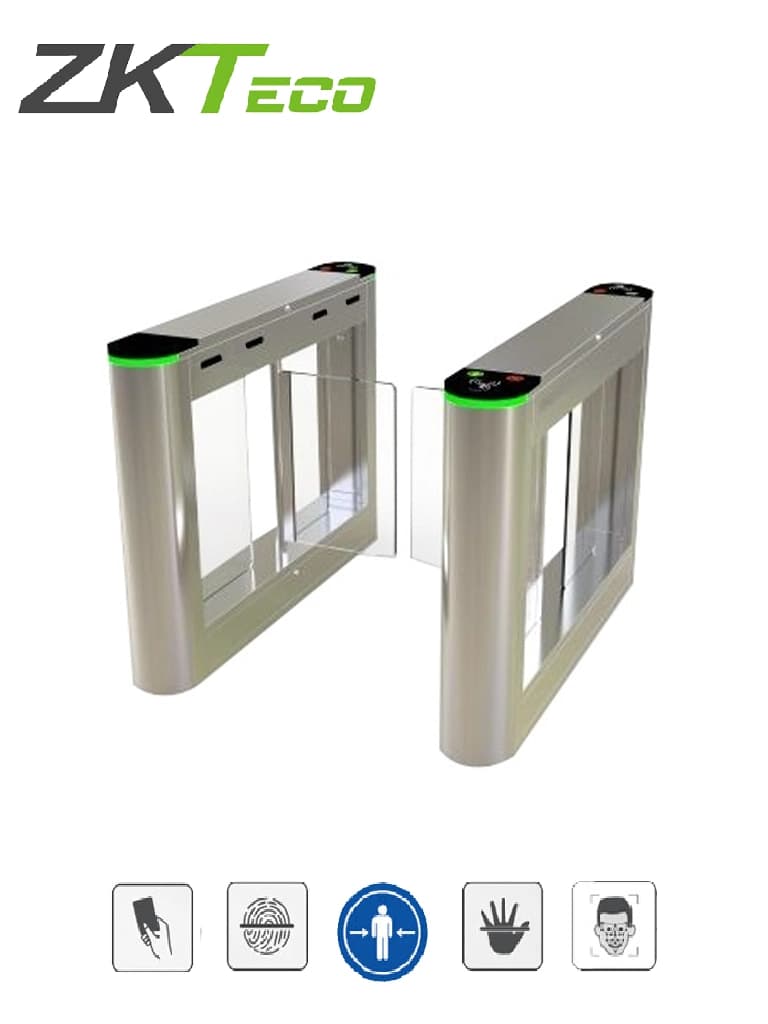 ZKTECO SBTL300 -Barrera Peatonal Tipo Swing Bidirecc. /2 Chasis Acero SUS304/ Aleta Acrílico/ 110V/ Exterior Protegido/ 30 Personas x Min/ 2 mil. Ciclos/ Carril 75 cm/ Infrarrojos/ No cuenta con Lectores y Panel/ (AÑADE CARRILES CON SBTL320) - ZKTECO - Swing Barriers - ZKT0920015