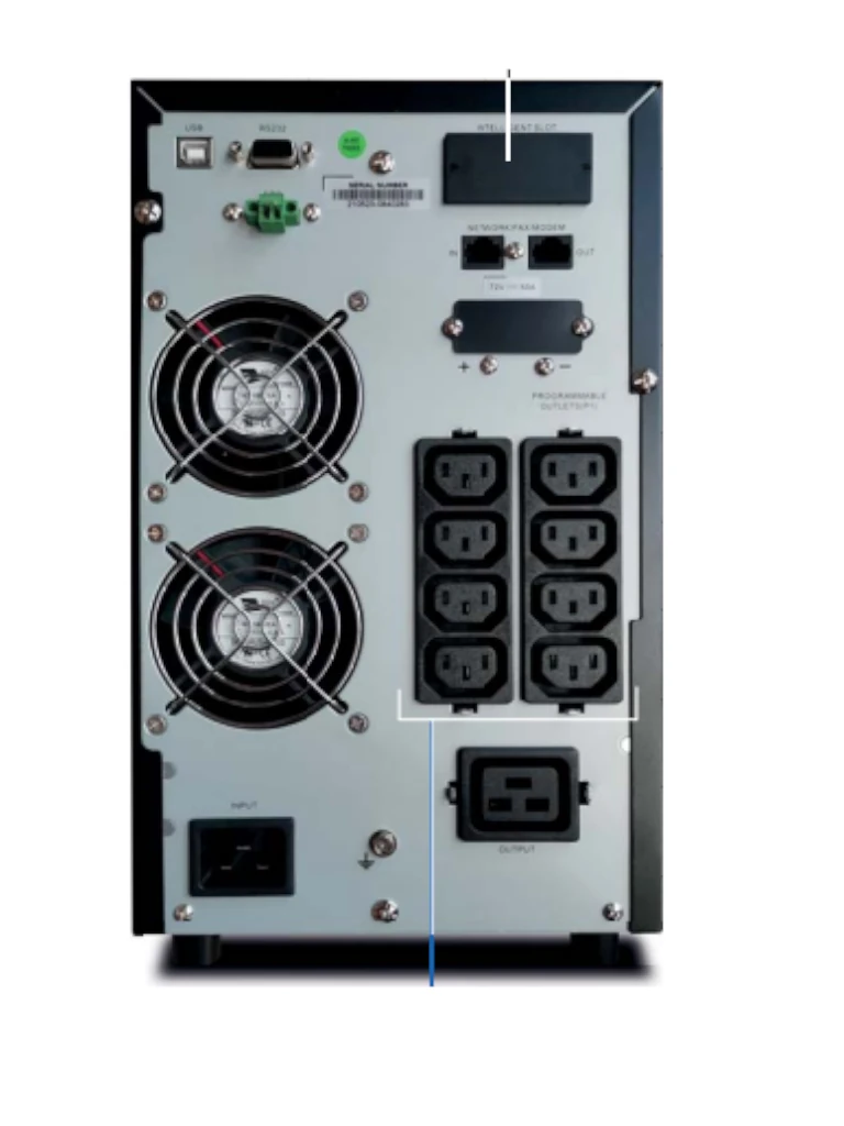 CDP UPO11-3 AXi - UPS online de 3000VA y 3000W con voltaje de entrada 220VCA, 8 terminales de salida, 6 baterías de 12V a 9AH, 5 min. respaldo a carga completa - vista 2