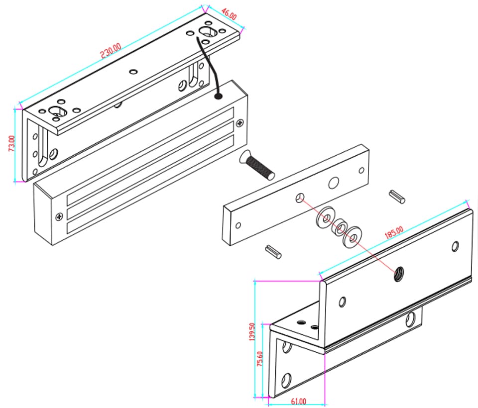 YLI MBK500NZLW - Soporte de fijación en Z y L compatible con cerradura magnética YM500NW para exterior con clave YLE0850003 - vista 3