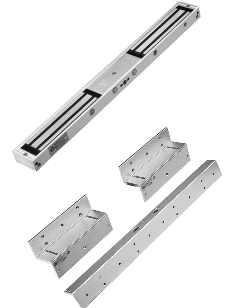 YLI YM180NDLEDPACK - Paquete de Cerradura Magnética doble con Led YM180NDLED y Soporte de Fijación Tipo ZL / Fuerza de Sujeción 180Kg / 350Lb por extremo / Voltaje dual / Puertas de madera, vidrio, metálica - YLI ELECTRONIC - Magnética - YLE0850013
