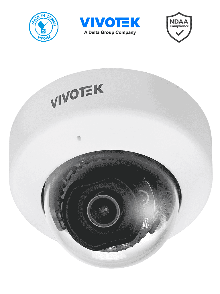 VIVOTEK FD9186-H - Cámara IP domo interior 5 Megapixeles, lente fijo 2.8mm, Smart IR 30mts, WDR Pro, micrófono integrado, Smart VCA, DI, DC12V, Ciberseguridad Trend Micro - VIVOTEK  - Domo - VIV0040040