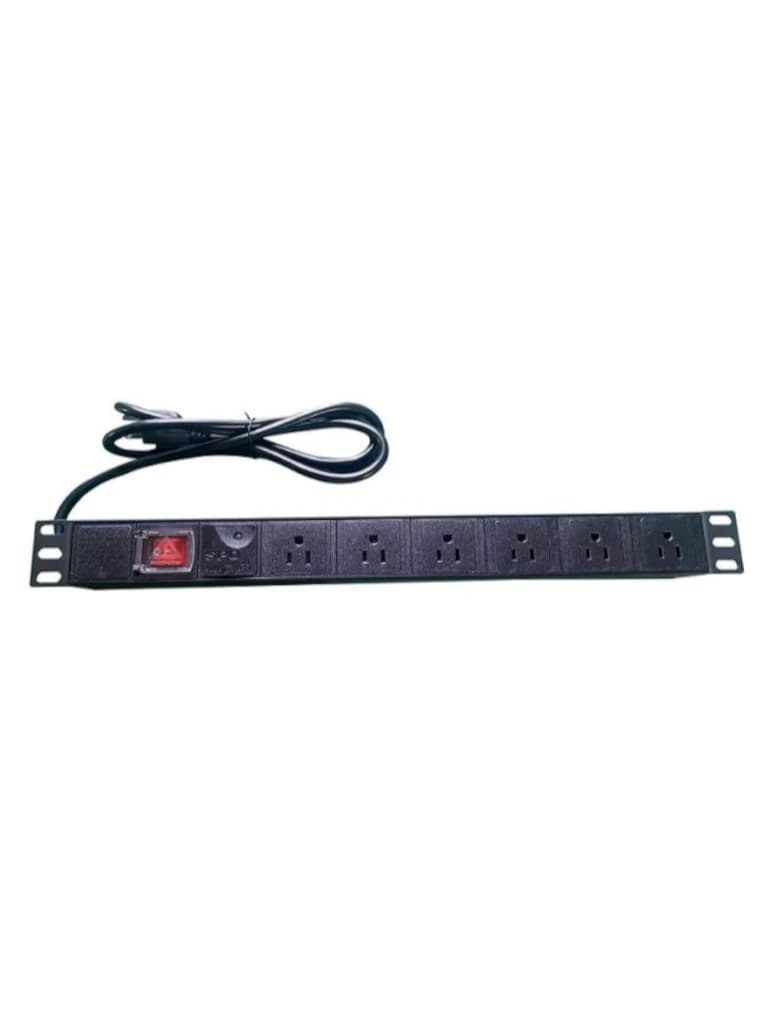 SAXXON PDU06-15A - Barra PDU con 6 Contactos Individuales , 15 Amp , 120V , 1UR , Protección contra rayos , Aleación de Aluminio - SAXXON ACCESORIOS - Barras Multiconectores - TCA2330001