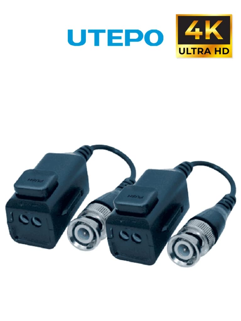 UTEPO UTP101PHD6 - Par de Transceptores Pasivos 4K (Video Baluns), Botón Push Superior, Empalmes Ordenados, 4K hasta 150m, 4MP a 200m, 1080p hasta 250m, Soporta HDCVI/HDTVI/AHD/CVBS - UTEPO - Transceptores - TVT4450037