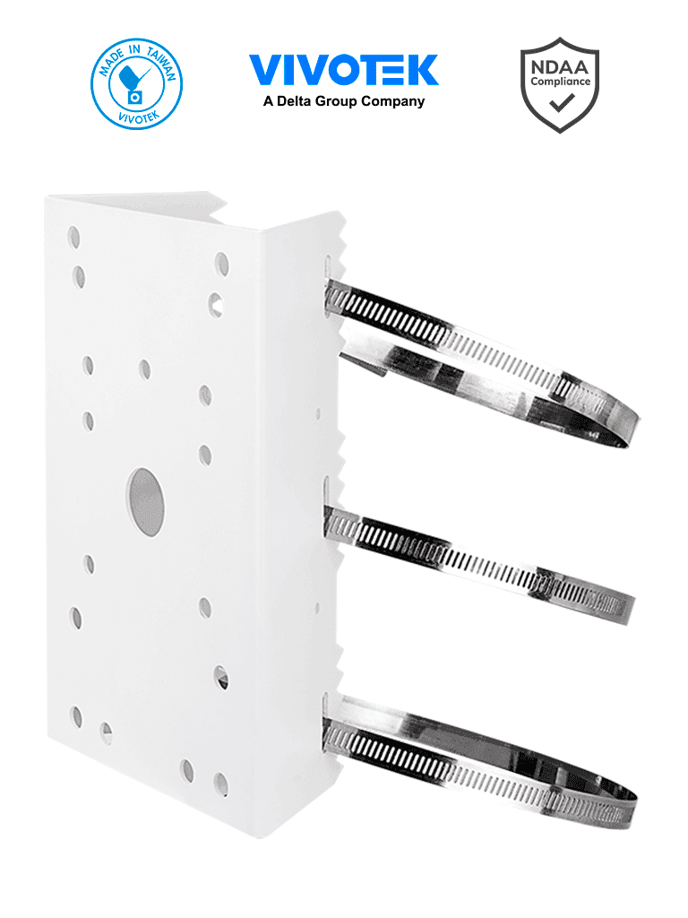 VIVOTEK AM-314 -Soporte para montaje en poste de cámaras y gabinetes para exterior, fabricado en acero y de color blanco - VIVOTEK  - Soporte y Montaje - VIA045004