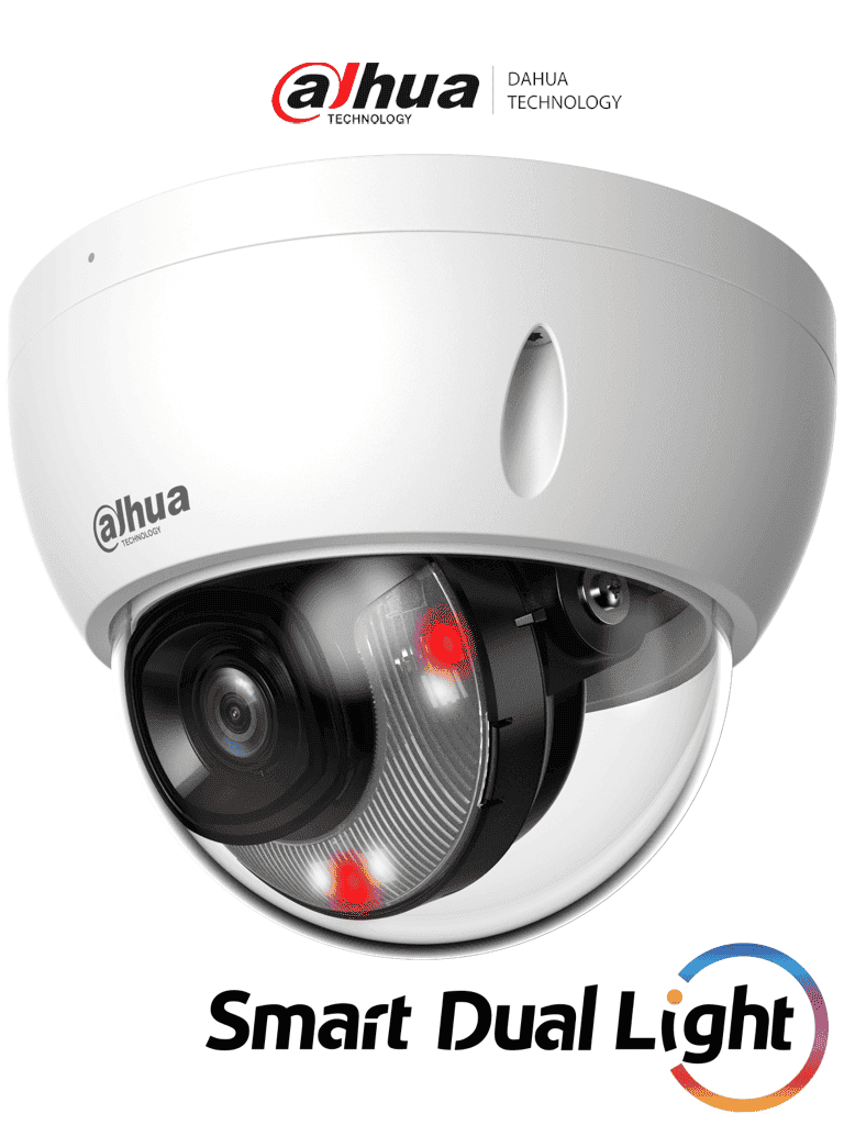 DAHUA IPC-HDBW2449E-S-IL- Camara IP Domo Antivandalica de 4 MP/ WizSense/ Iluminadores Duales Inteligentes/ Lente de 2.8mm/ 101 Grados de Apertura/ 30 Metros de Luz IR y Luz Visible/ WDR Real/ SMD Plus/ Ranura para Micro SD/ PoE/ IP67/ IK10 - DAHUA - Domo - DHT0040167