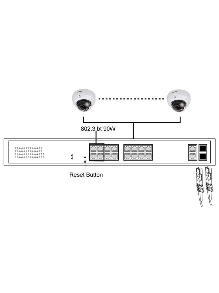 VIVOTEK AW-GEL-205A-260 - Switch PoE 20 puertos Administrable Lite, 16 puertos GE 30W PoE, 4 puertos GE 90W PoE, 2 puertos GE UTP, 2 puertos GE SFP lite, 40 Gbps, 260W totales, PoE Extendido 250 Mts, NDAA - vista 2