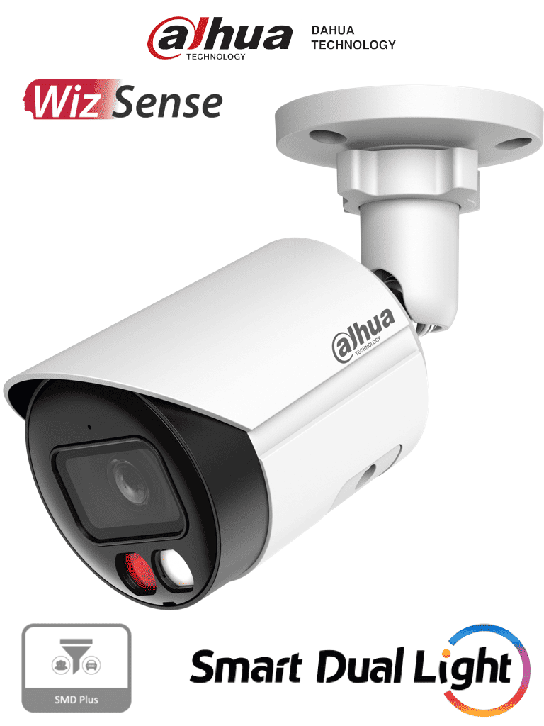 DAHUA IPC-HFW2649SP-S-IL - Cámara IP Bullet de 6 megapíxeles/ Lente 2.8mm/ 112 grados de apertura/ WizSense/ 30 metros de IR y Luz visible/Micrófono integrado/ IP67/ PoE/ Ranura Micro SD/ Protección perimetral/ - DAHUA - Bullet - DHT0030189