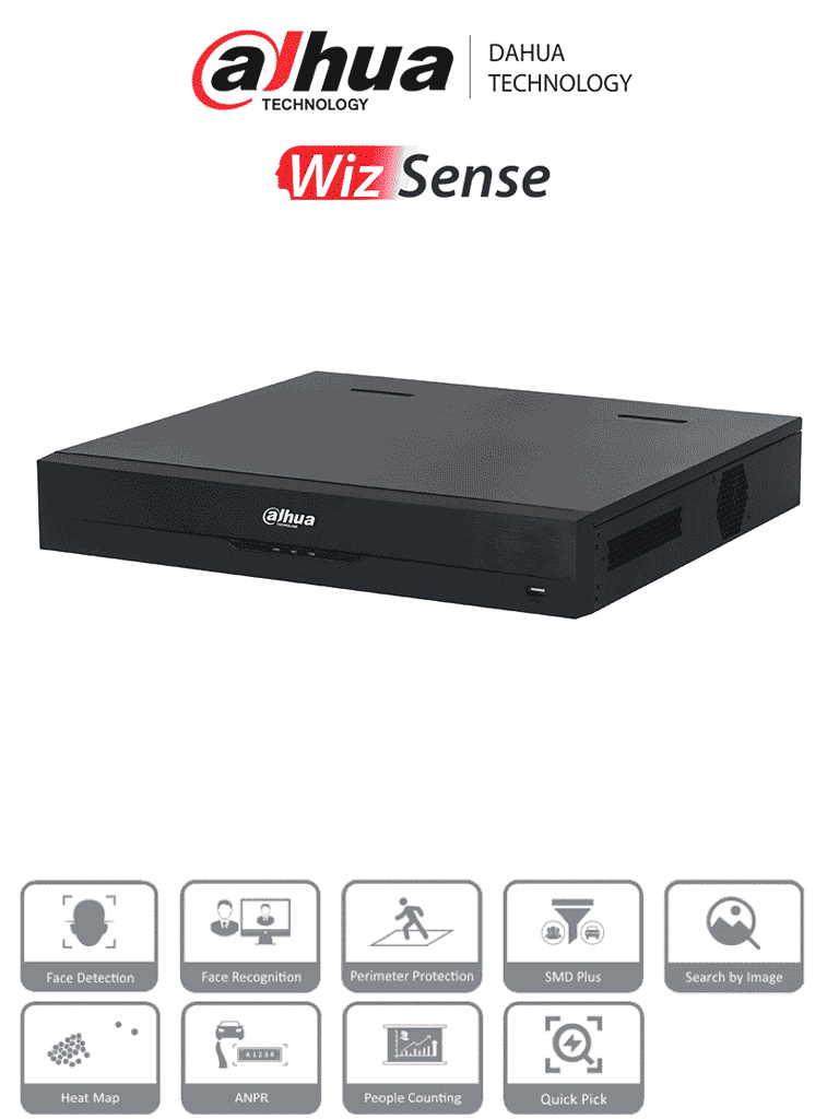 DAHUA DHI-NVR4432-16P-EI -  NVR de 8 Megapíxeles/ 4K WizSense/ 32 Canales IP/ 16 Puertos PoE/ 4 Bahías de Discos Duros/ Smart H.265+/ 1 Canal de Reconocimiento Facial/ SMD Plus/ Rendimiento de 256 Mbps/ Quick Pick - DAHUA - NVR's de 32 Canales - DHT0210012