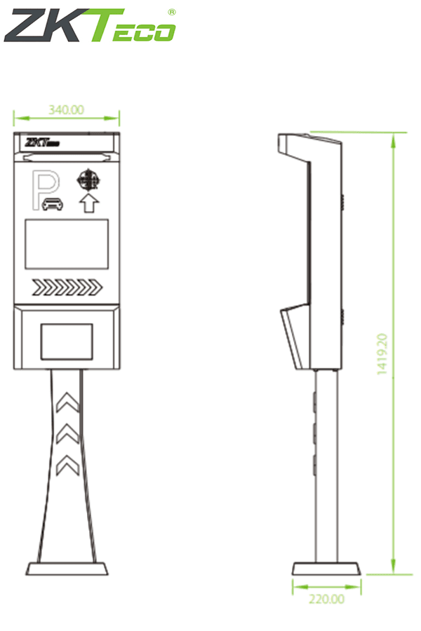 ZKTECO LPRS1000 - Cámara de Reconocimiento Placas Para Control De Acceso Vehicular / Conexión TCP/IP / Pantalla LCD / Luces LED / Un Carril / Semáforo e Indicadores Audibles / Requiere Licencia de Estacionamiento Biosecurity - vista 2