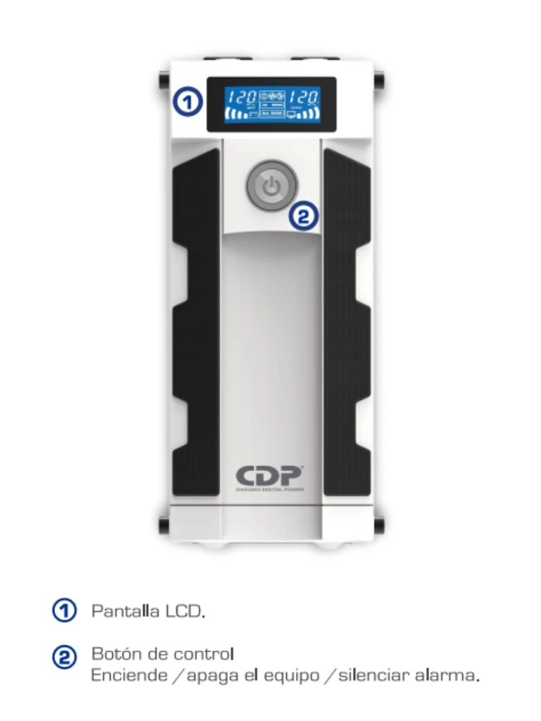 CDP GSMART1516 1500VA/900W UPS Smart, AVR 16 Salidas, Puerto de carga USB (8 USB-A y 2 USB-C), 210 joules, Luz RGB, LCD, 120 Vac - vista 2