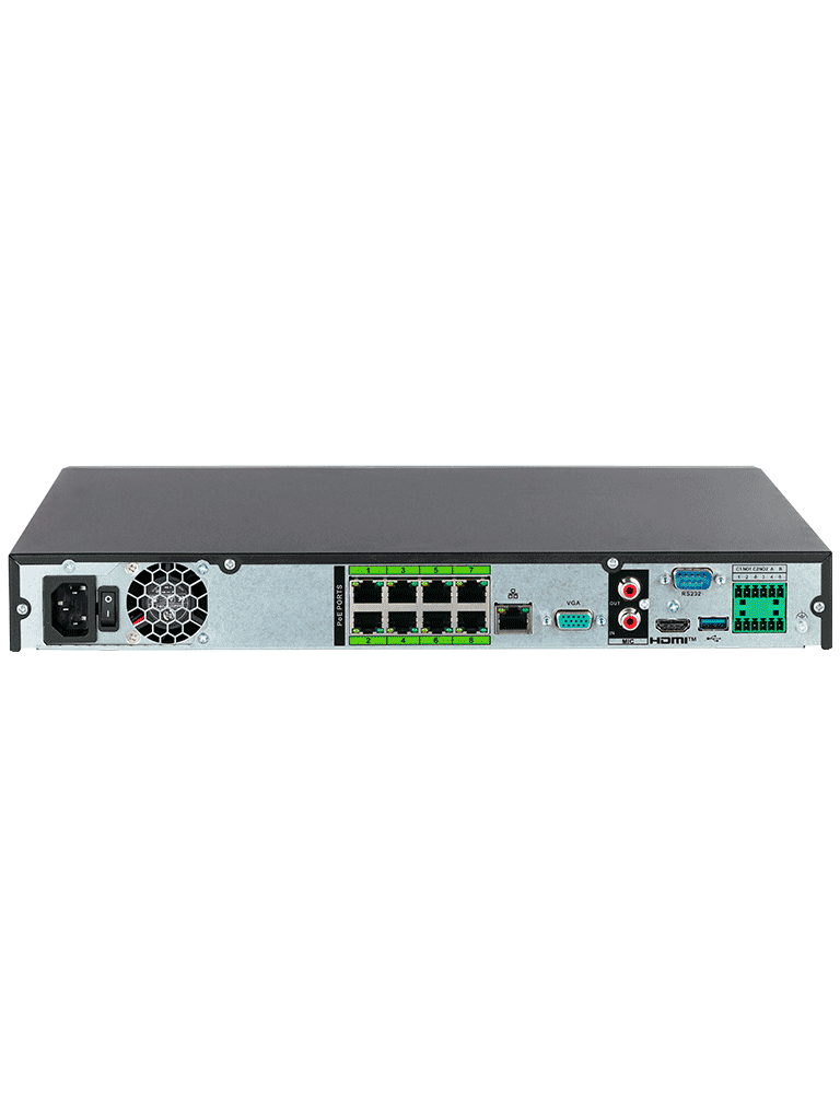 DAHUA DHI-NVR5216-8P-EI2- NVR IP 8k/ Acupick/ WizSense/ 16 canales 1U con 8 PoE, 2 HDD, H.265+/H.265, 448 Mbps, reconocimiento y detección facial, protección perimetral/ SMD Plus/ IA por cámara/ ANPR/ mapa de calor/8K HDMI output/ - vista 2