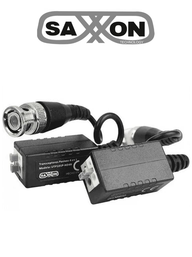 SAXXON VB-03 Par de transceptores pasivos (Video Baluns) soporta 8MP 4k a 150m, 4MP a 200m, 1080p a 250m, 720p a 300m en CVI. Compatible con HDCVI, TVI, AHD y CVBS. Incluye 2 terminales Push para fácil conexión - SAXXON - Transceptores - SXN0410008