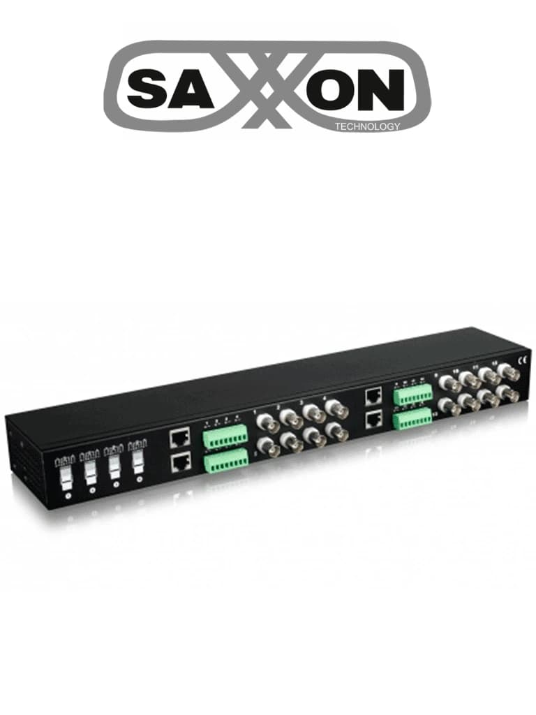 SAXXON VBMC-01 - Transceptor pasivo de 16 canales, soporta resolución hasta 4K a 150m, HDCVI/TVI/AHD/CVBS, 720p a 350m, 1080p a 200m, 4MP a 200m - SAXXON - Transceptores - SXN0410012