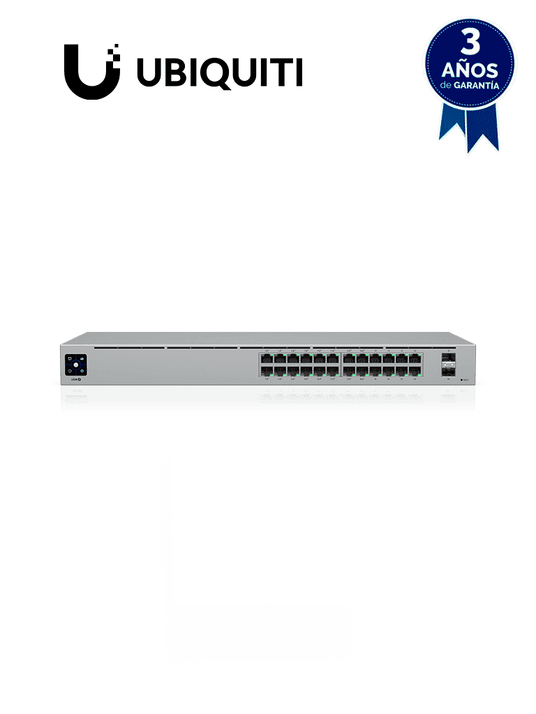 UBIQUITI USW-24-POE UniFi Switch Gen2, Capa 2 de 24 puertos (16 PoE 802.3af/at + 8 Gigabit) + 2 puertos 1G SFP, con 95W de potencia y pantalla informativa. - UniFi - Switches POE - UBI1850007