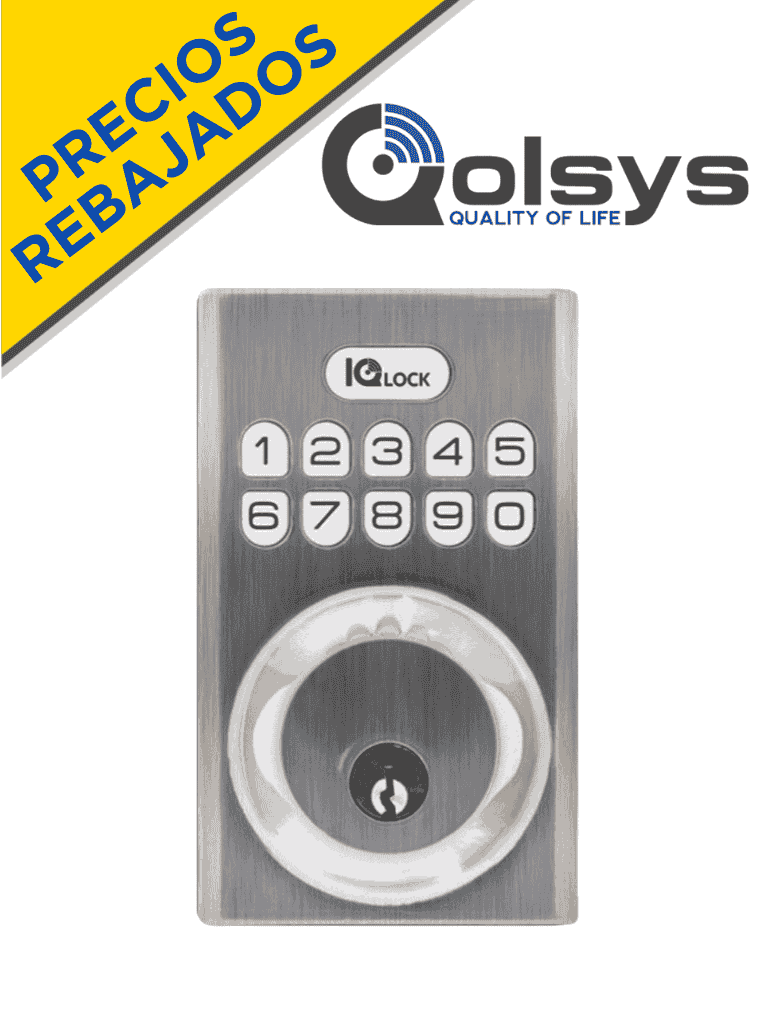 QOLSYS IQDLK-PGK-SN Cerradura con botón pulsador - Cerradura Inteligente PowerG, color Níquel Satinado (Satin Nickel) - QOLSYS - Inteligente - QLS2450002