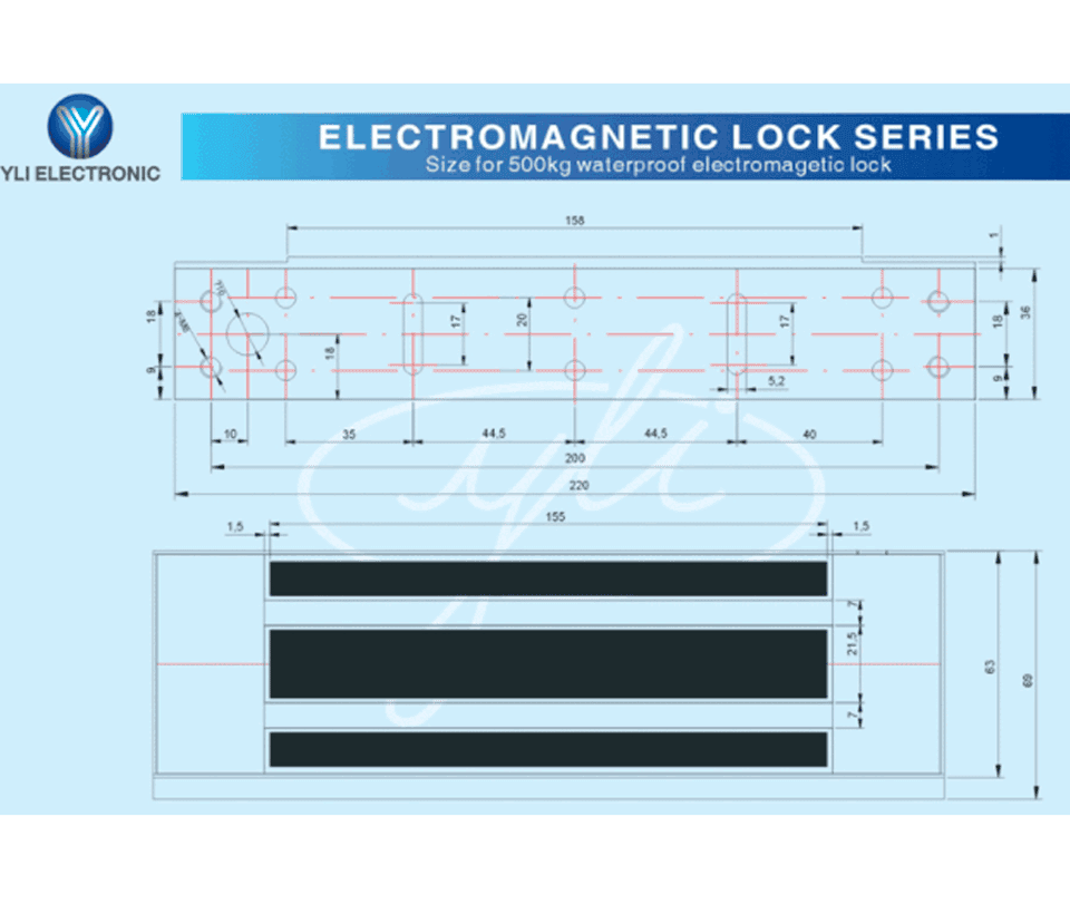 YLI YM500NWPACK - Paquete de Cerradura Magnética para exterior YM500NW y Soporte de Fijación tipo ZL / Fuerza de Sujeción 500kg (1200LB) / Para puertas de madera, vidrio y metálicas / IP68 - vista 3
