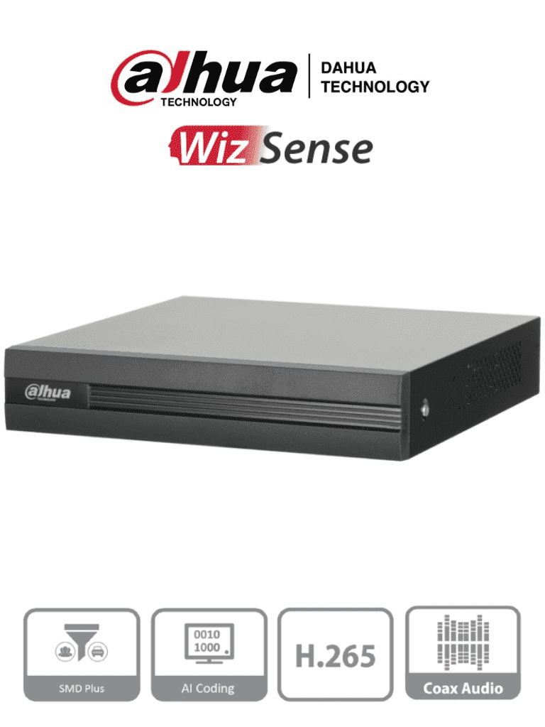 DAHUA XVR1B08H-I - DVR de 8 canales 5MP Lite con WizSense y H.265+. Soporta 8 canales + 4 IP, o hasta 12 canales IP. Con SMD Plus y búsqueda inteligente de humanos y vehículos. 1 puerto SATA de hasta 16TB - DAHUA - DVR's HD 8 Canales - DHT0360009