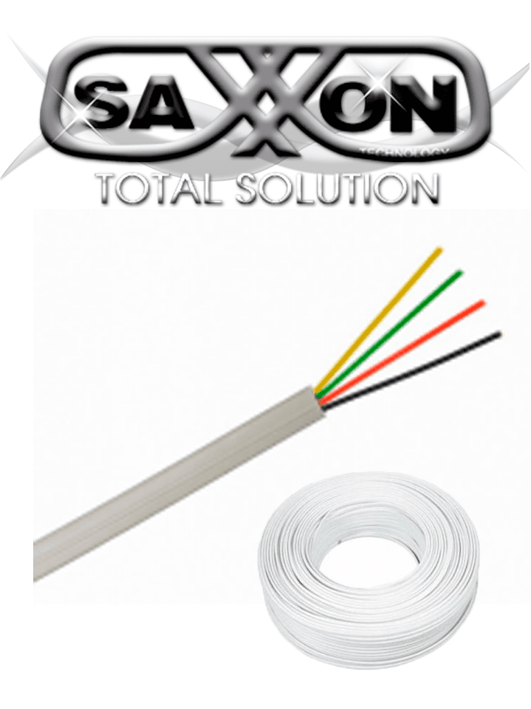SAXXON OWA4305JF- Cable de alarma de 4 conductores/ CCA/ Calibre 22 AWG/ 305 metros/ Retardante a la flama/ Recomendable para control de acceso/ Videoportero/ Audio - SAXXON - Cables para Alarmas - SXN1570002