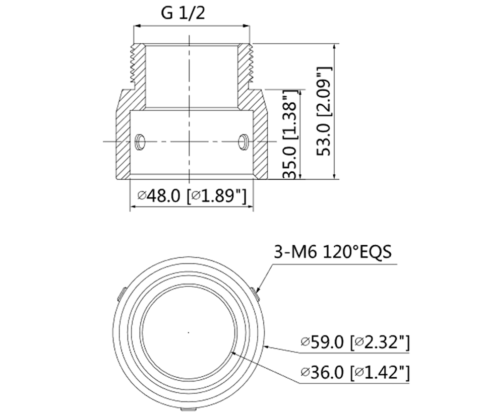 DAHUA PFA110- Adaptador de Montaje para Camaras PTZ SD59/ SD50/ SD40/ Compatible con Montajes PFB300S/ PFB303W/ PFB303S y PFB300C - vista 6