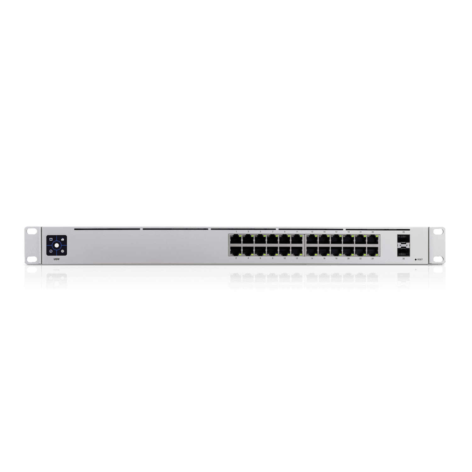 UBIQUITI USW-24 UniFi Switch Capa 2 de 24 puertos 10/100/1000 Mbps más 2 puertos 1G SFP, con pantalla informa - vista 2