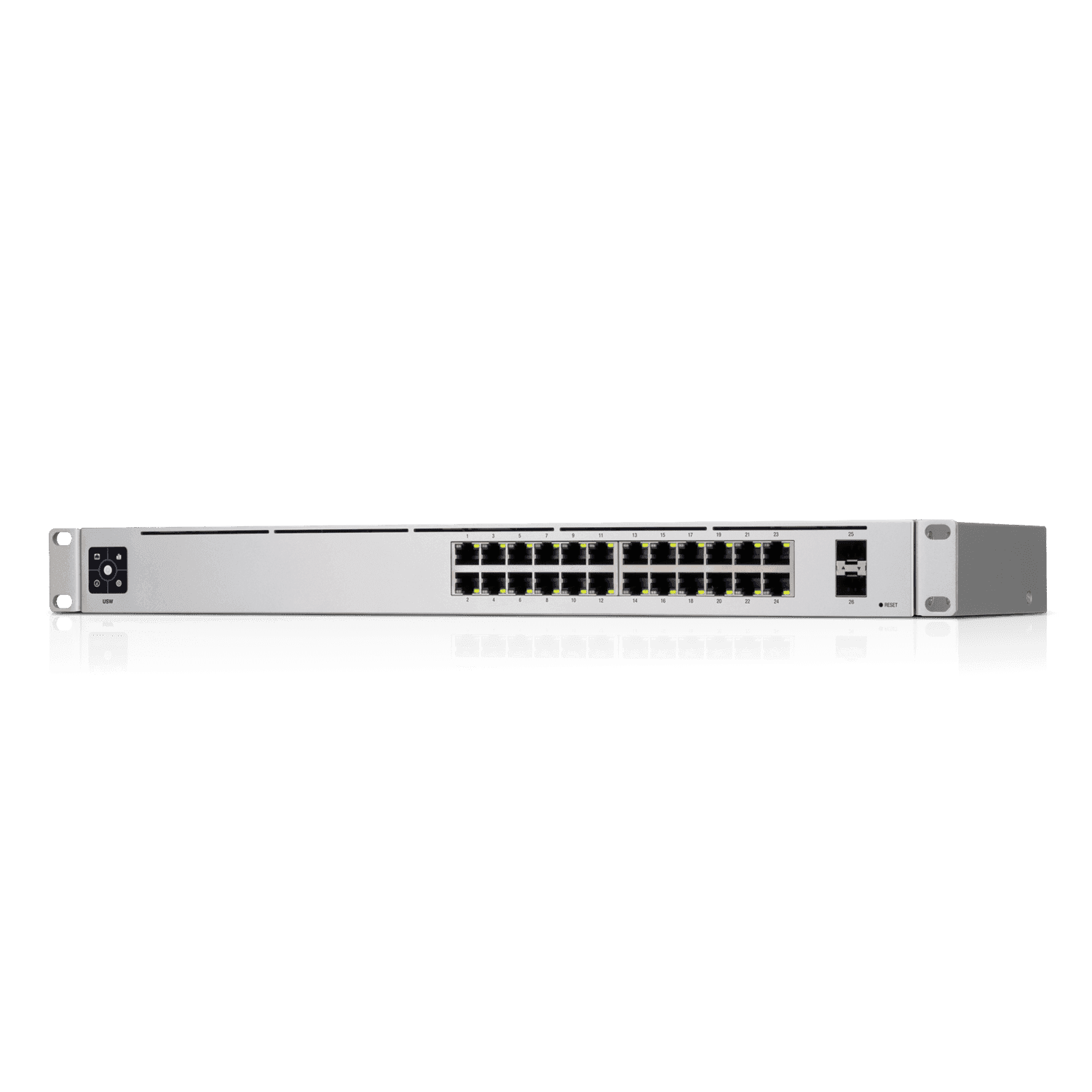 UBIQUITI USW-24 UniFi Switch Capa 2 de 24 puertos 10/100/1000 Mbps más 2 puertos 1G SFP, con pantalla informa - vista 3