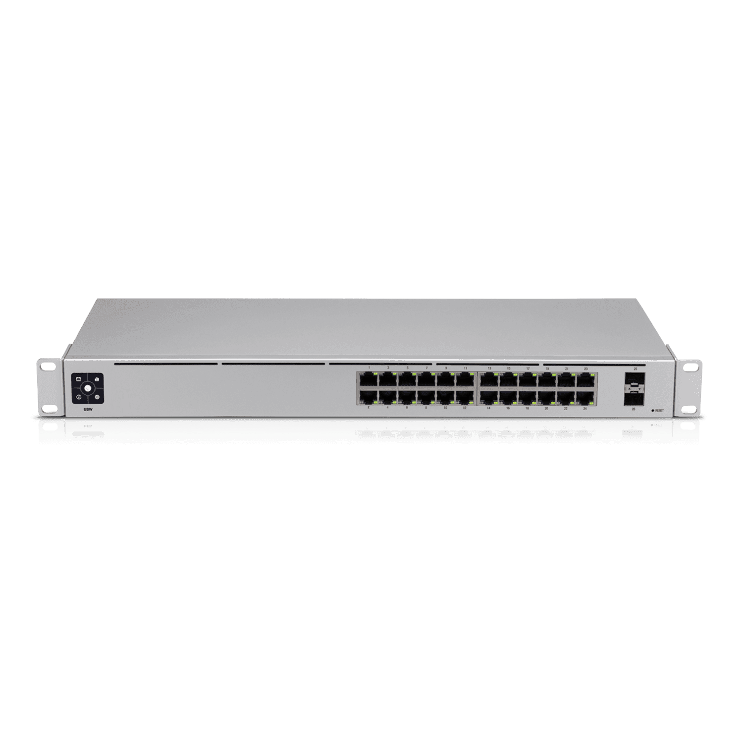 UBIQUITI USW-24 UniFi Switch Capa 2 de 24 puertos 10/100/1000 Mbps más 2 puertos 1G SFP, con pantalla informa - vista 6
