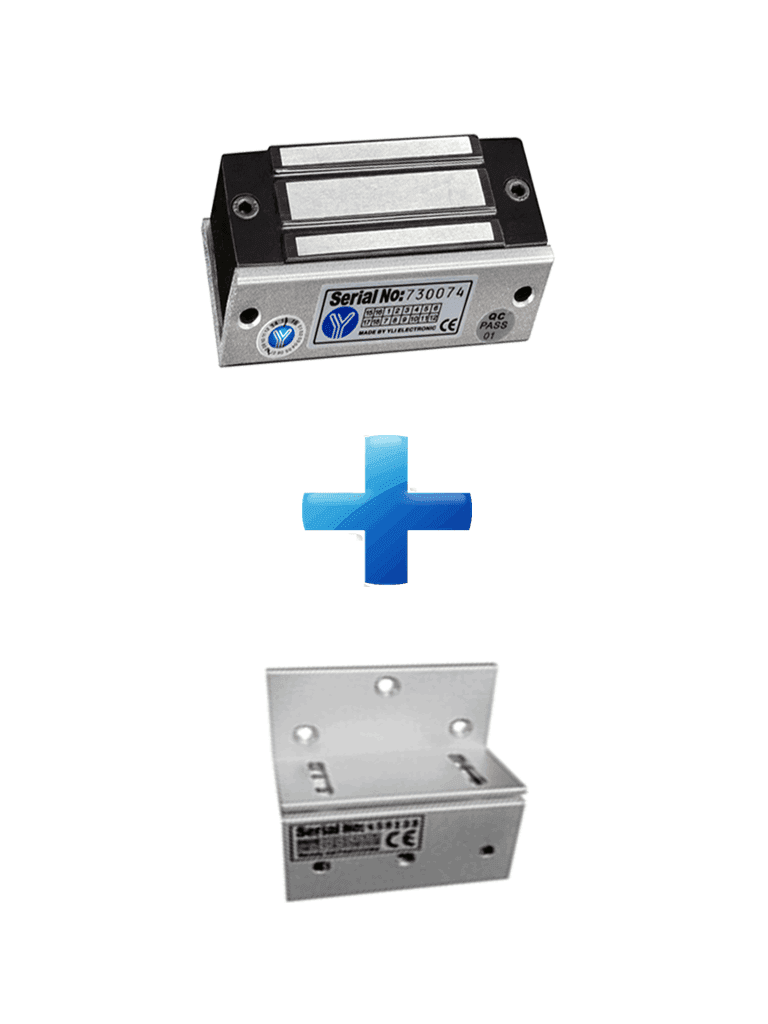 YLI YM60ZPACK Paquete de Cerradura Magnética YM60 60Kg (120LB) incluye Soporte de Fijación tipo Z - YLI ELECTRONIC - Magnética - YLE0850016