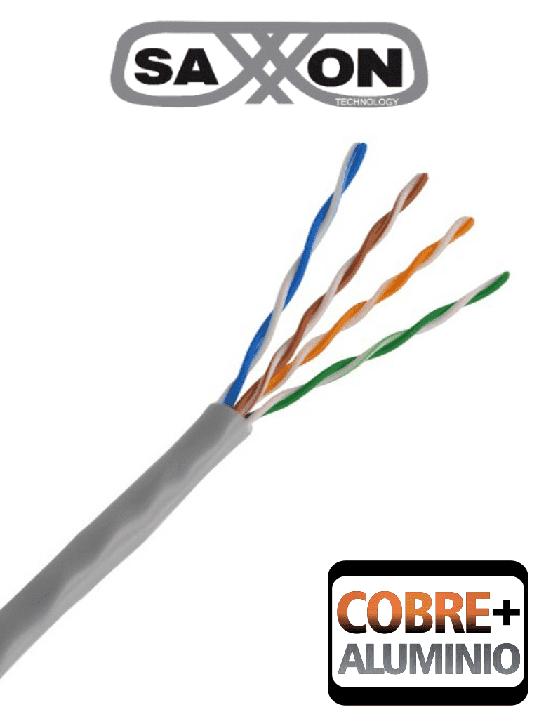 SAXXON OUTP5ECCA100G- Bobina de Cable UTP Cat5e/ 100 Metros/ CCA/ Color Gris/ Uso Interior/ Cert ISO9001/ UL 444/ RoSH/ ANSI/ TIA/ EI-568B - SAXXON - Cable - TVD119024
