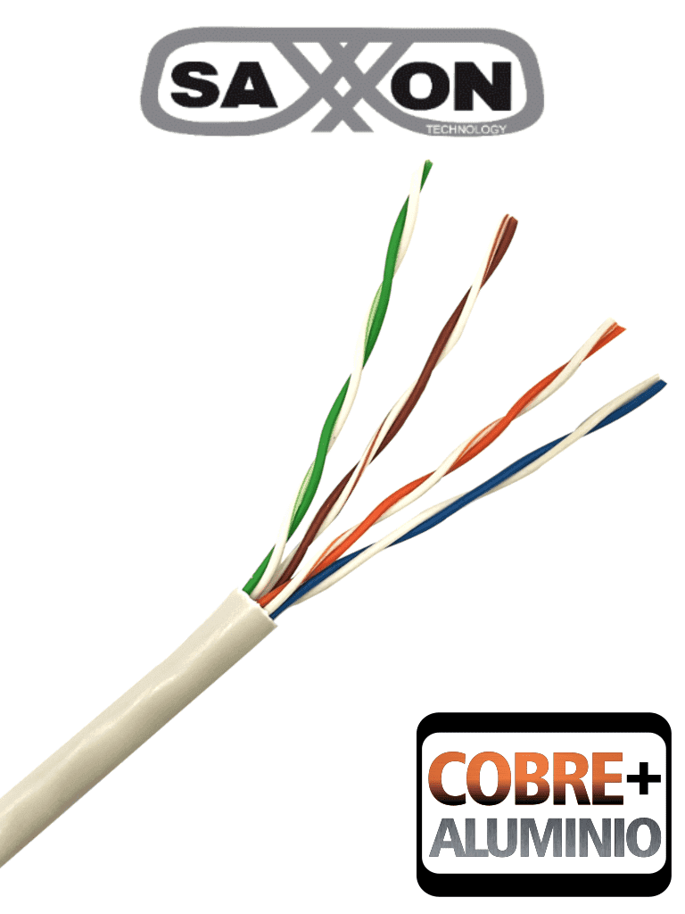SAXXON OUTP5ECCA305BC - Bobina de Cable UTP Cat5e/ 305 Metros/ CCA/ Color Blanco/ Uso Interior/ Cert ISO9001/ UL 444/ RoSH/ ANSI/ TIA/ EI-568B - SAXXON - Cable - TVD119080